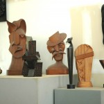 finished wooden sculpture on display in Richard Knox's studio.