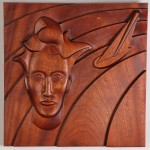 Billy - Mahogany wood sculpture by Santa Fe sculptor Richard Knox