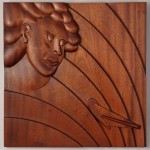 Into The Maelstrom - Mahogany wood sculpture by Santa Fe sculptor Richard Knox